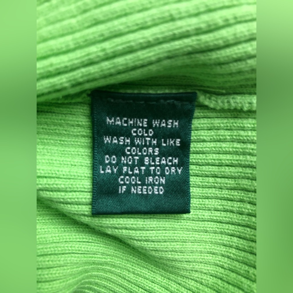 Lauren Ralph Lauren Neon Green Turtleneck Sweater Size Medium - Picture 8 of 10